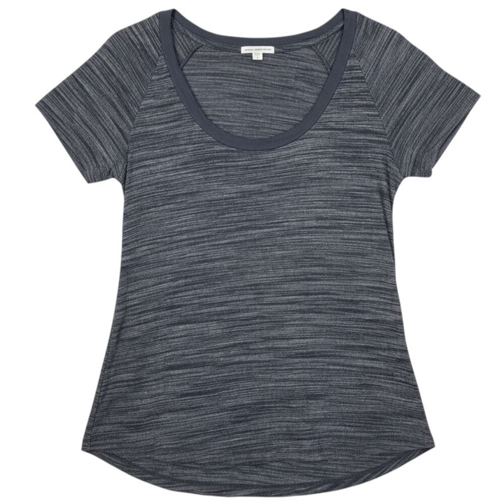 James Perse Deep U-Neck T-Shirt Slub Blue Size 1 Small Cotton Blend $100 USA